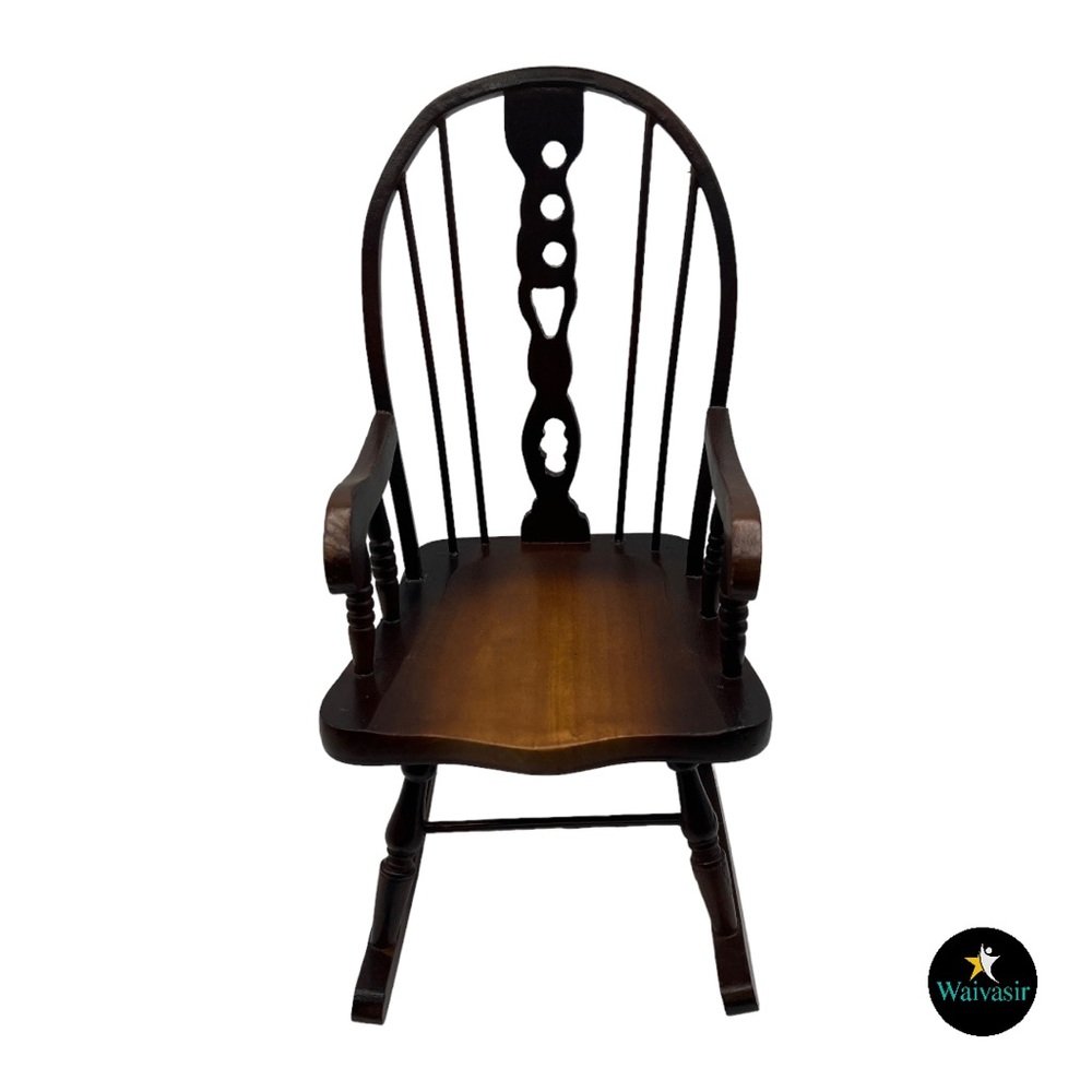 Vintage Wooden Windsor Keyhole Doll Rocking Chair